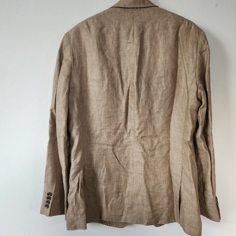 Mens Baird Mcnutt Murano Linen Blazer Beige Tan 2 Button Large